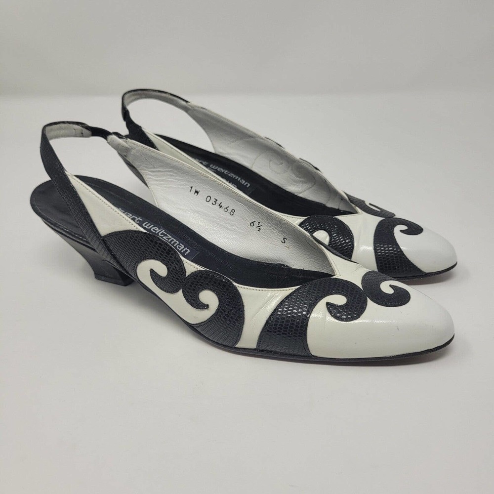 Stuart Weitzman Black and White Slingback Heels